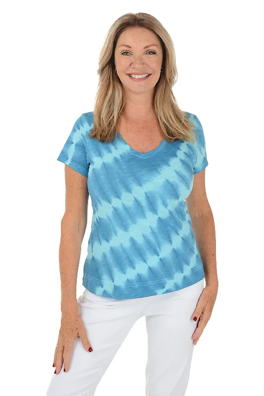Now or Never Lapis Diagonal Tie-Dye Tee