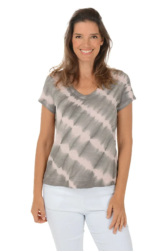 Crazy Savings Pink Diagonal Tie-Dye Tee