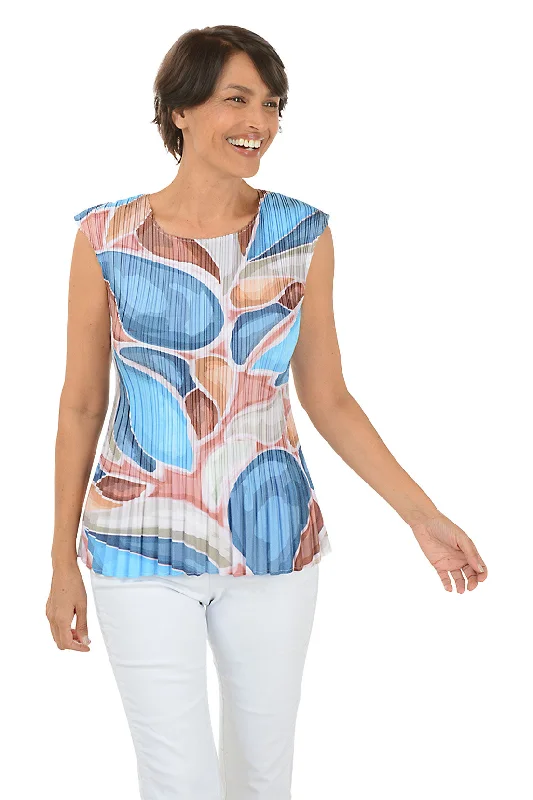 Big Savings Petals Cap Sleeve Pleated Blouse