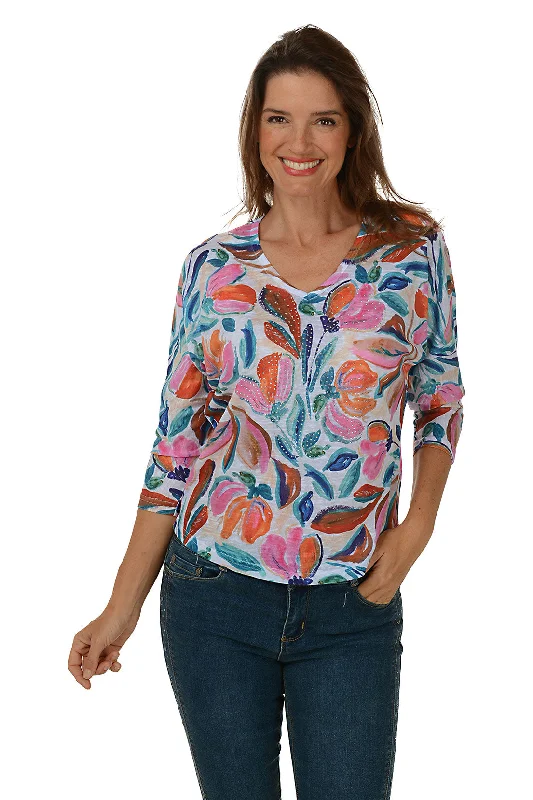 Act Fast Tulip Studded V-Neck Top