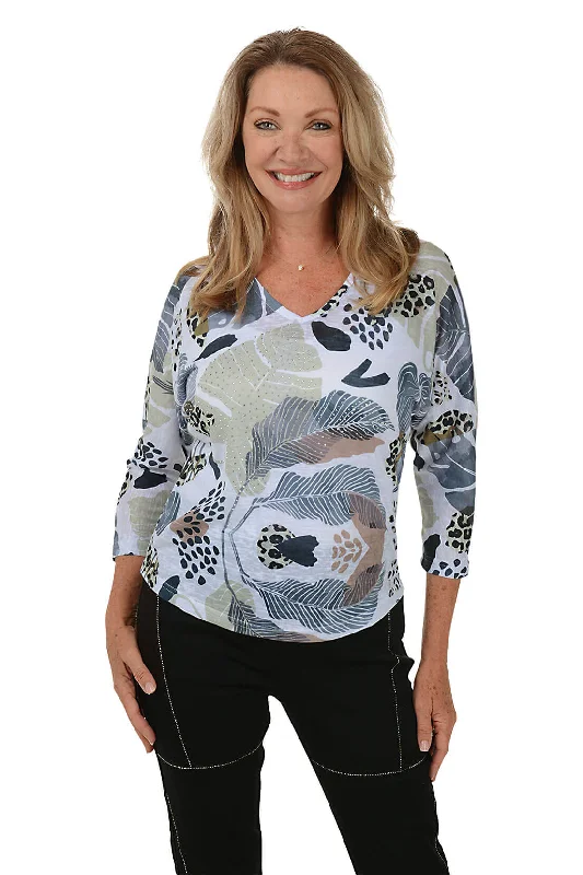 Bargain Blast Fern Studded V-Neck Top