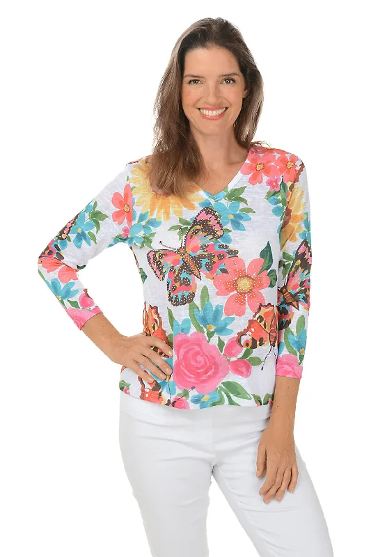 Special Buy Butterfly Studded 3/4 Sleeve Top