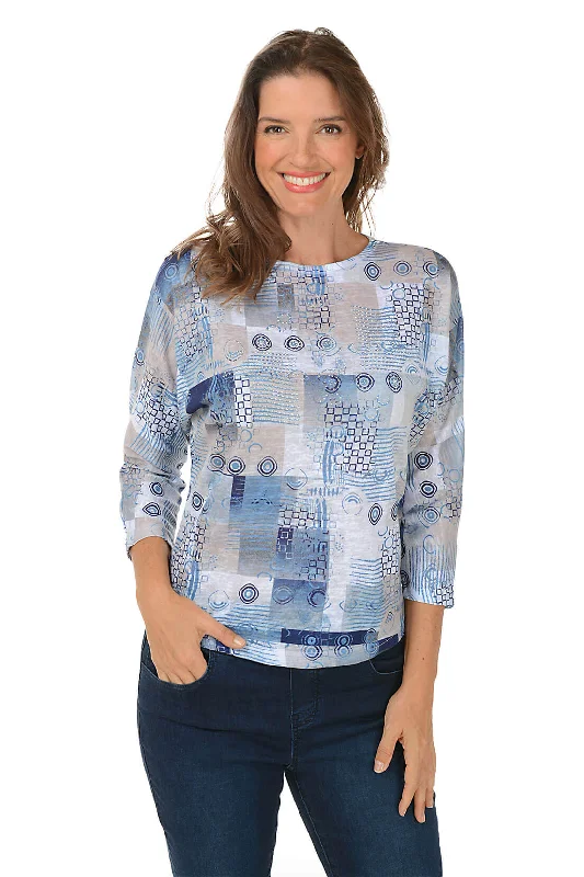 Price Blitz Checkered Studded Dolman Sleeve Top