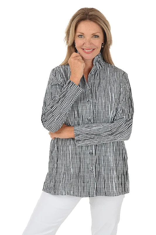 Deal Frenzy Carolina Crinkle Gingham Shirt Jacket