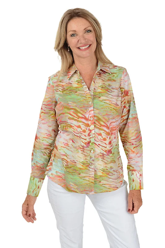 Stock Clearance Mary Watercolor Zebra Button-Front Shirt
