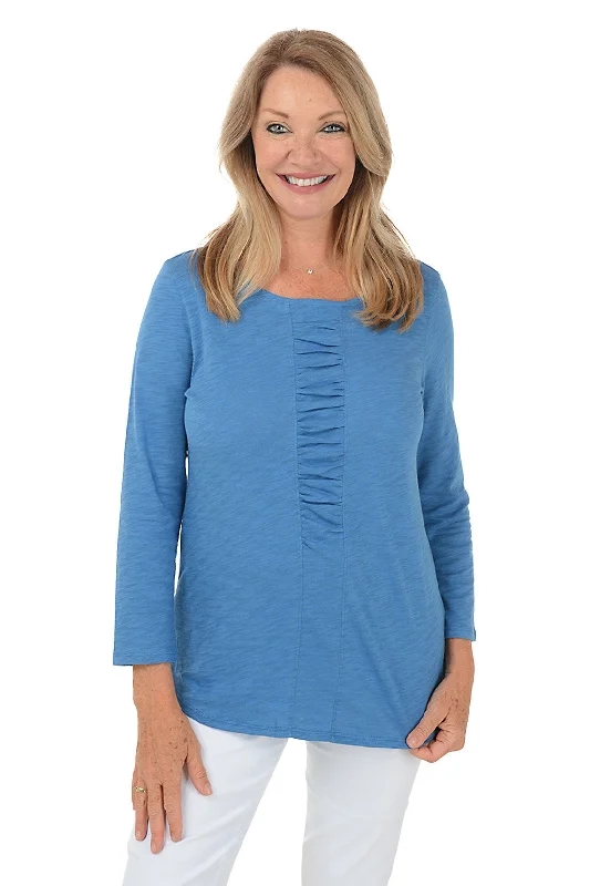 Huge Savings Ruched Panel Slub-Knit Top
