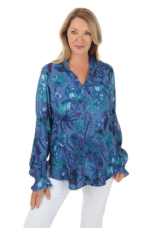 Don't Wait Jungle Berry Flounce Collar Blouse