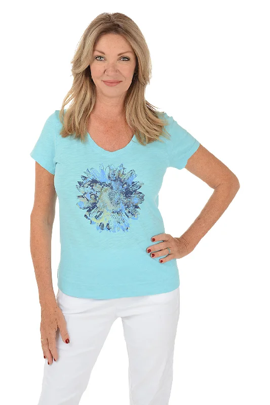 Lowest Prices Sky Sunflower V-Neck Tee