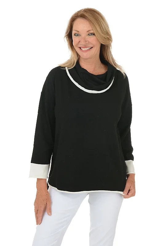 Closeout Sale Contrast Trim Cowl Neck Sweater