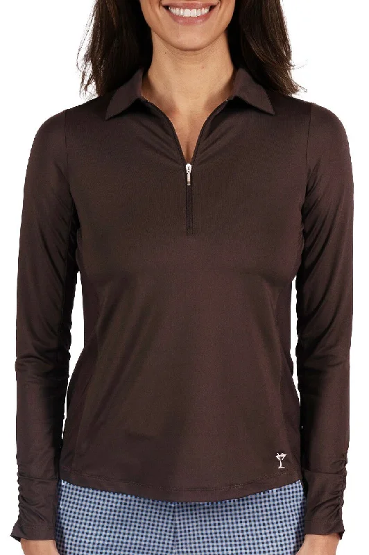 Instant Discount Cocoa Long Sleeve Zip Polo