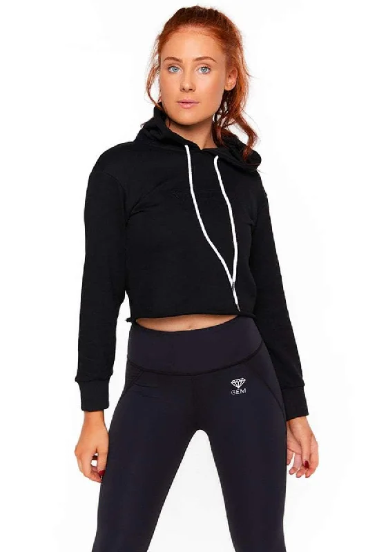 Overstock Sale Crop Hoodie (Black)