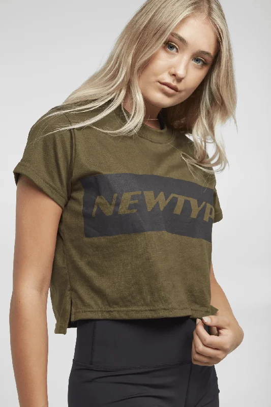New Markdowns Finesse Crop Tee - Army Green