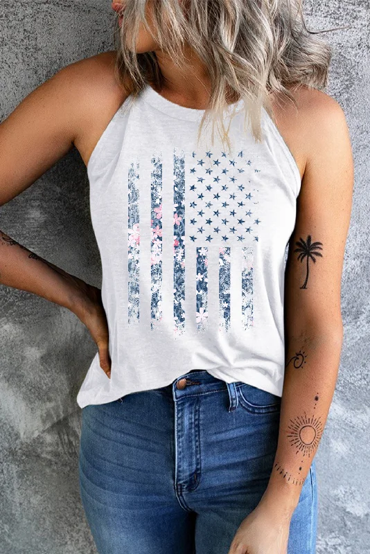 Great Bargains Floral Graphic Grecian Neck Tank