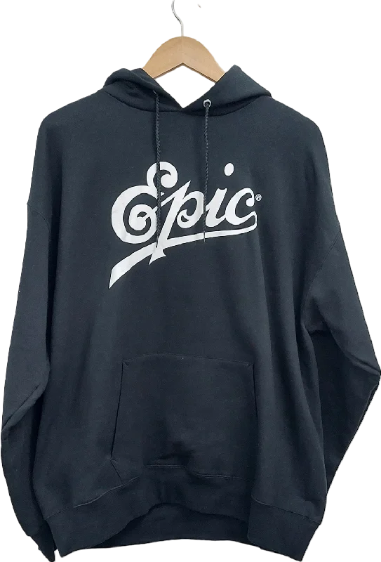 Super Bargain Hanes Black Epic Slogan Hoodie UK L