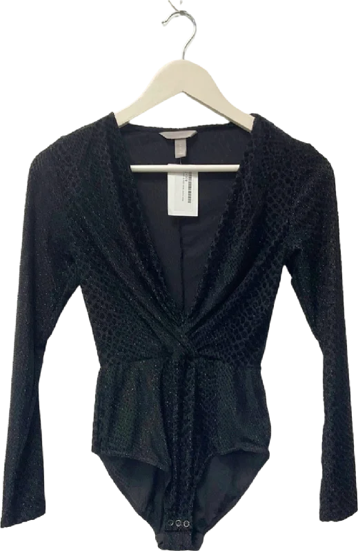 Price Rollback H&M Black Glitter Bodysuit UK 6
