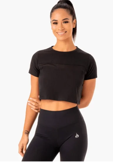Seasonal Sale HYBRID MESH TEE - BLACK