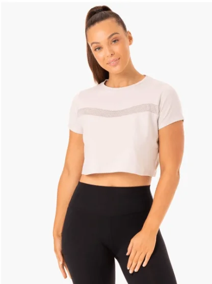 Hot Deal HYBRID MESH TEE - IVORY