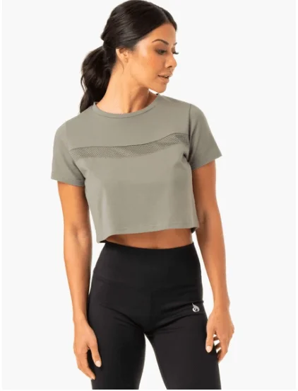Deal of the Day HYBRID MESH TEE - KHAKI