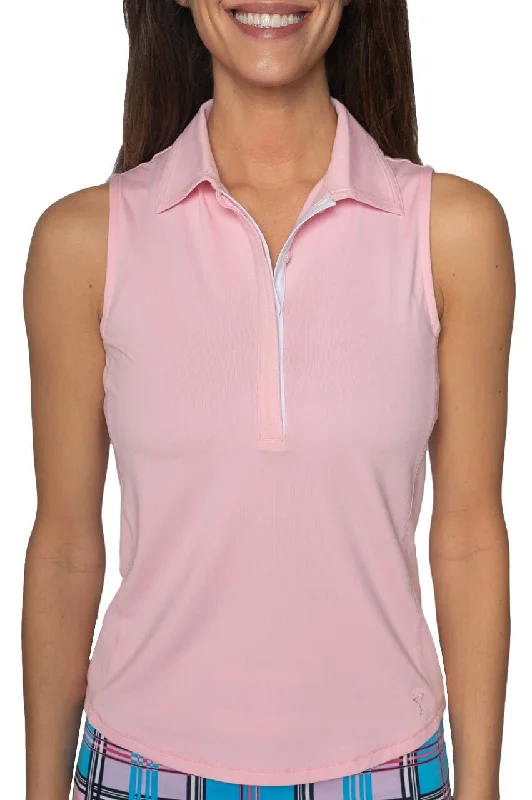 Midnight Madness Light Pink Sleeveless Contrast Fabulous Polo