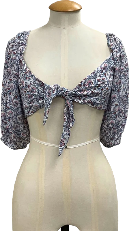 Weekend Deal MINKPINK Multicolour Paisley Tie Front Crop Top UK XS