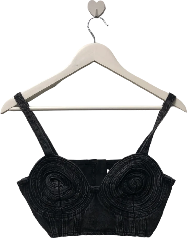 Clearance Sale NA - KD Black Cropped Denim Top UK 6