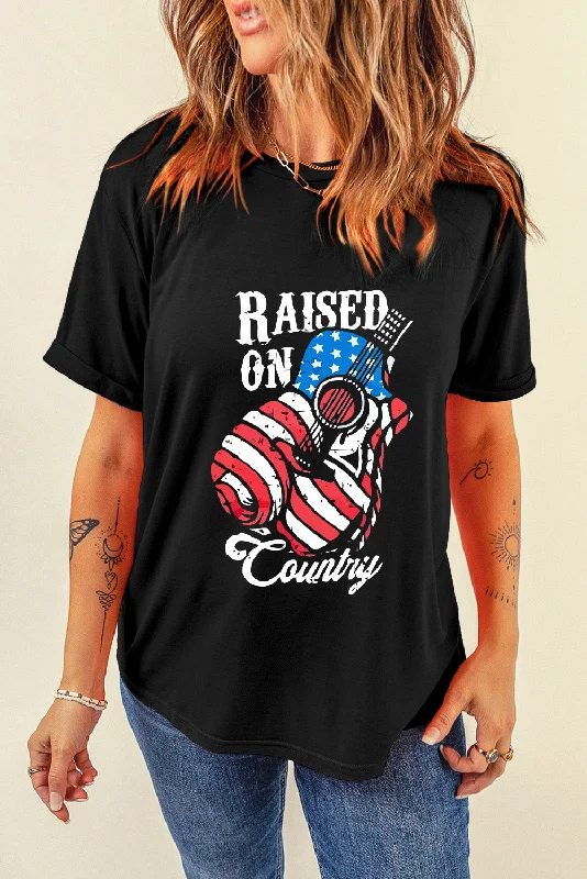 Savings Galore RAISED ON COUNTRY Round Neck T-Shirt