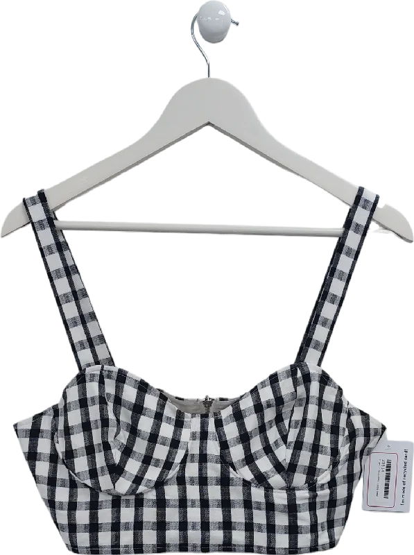 Discount Extravaganza River Island White Gingham Bralette UK 14