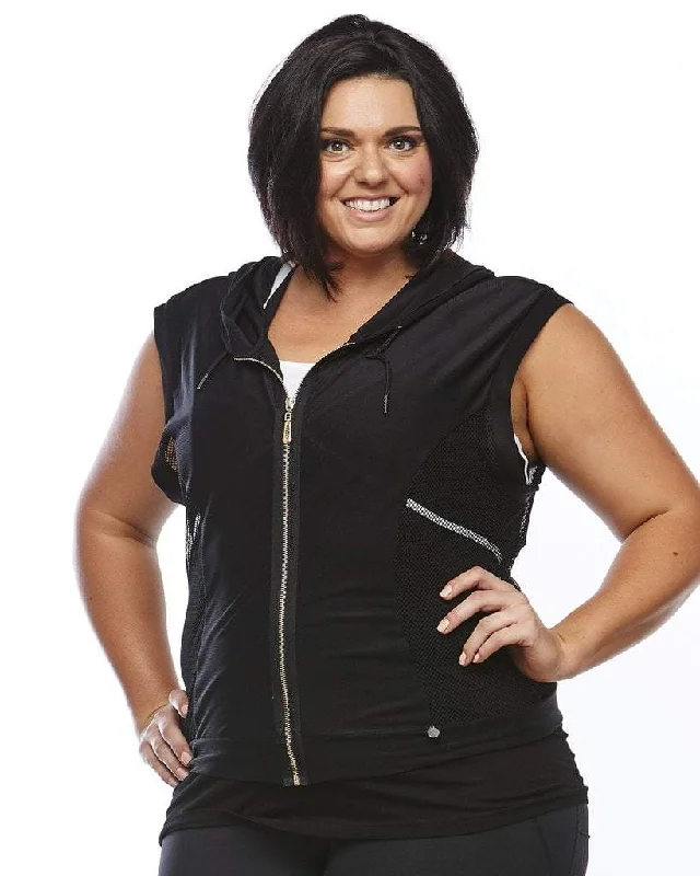 Last Chance Slingback Mesh Hoodie - Black