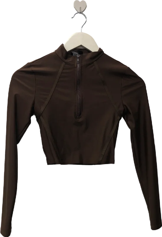 Grand Opening Sale sorella Brown Quarter Zip Gym Top UK XS
