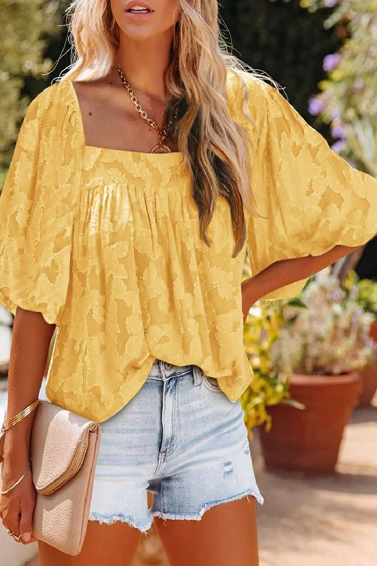 Mega Deal Square Neck Puff Sleeve Blouse