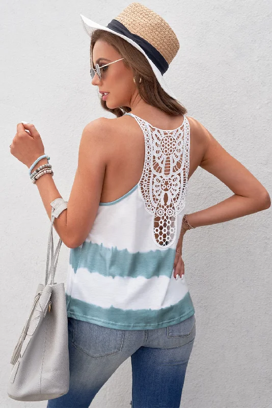 Deep Discounts Tie-Dye Crochet Spliced Cami