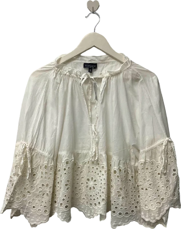 Take Advantage Topshop White Embroidered Blouse UK 8