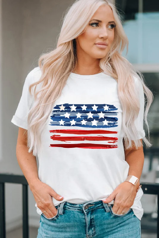 Best Deals US Flag Graphic Round Neck Tee