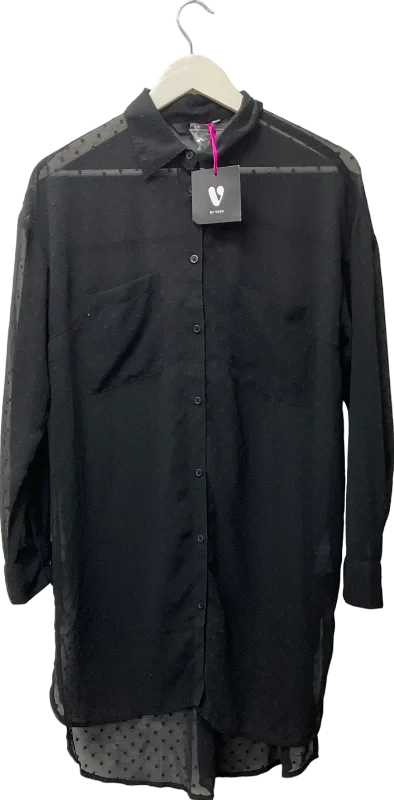 Huge Discounts Very Black Yours Curve Texture Sheer Shirt UK 10