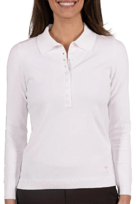 Closeout White Button Polo Sweater