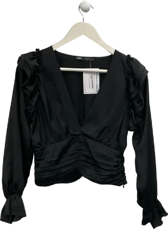 Don't Miss ZARA Black Cropped Blouse UK XS