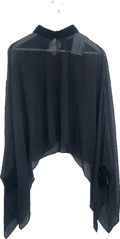 Final Markdown ZARA Black Velvet Trim Sheer Blouse UK XS/S