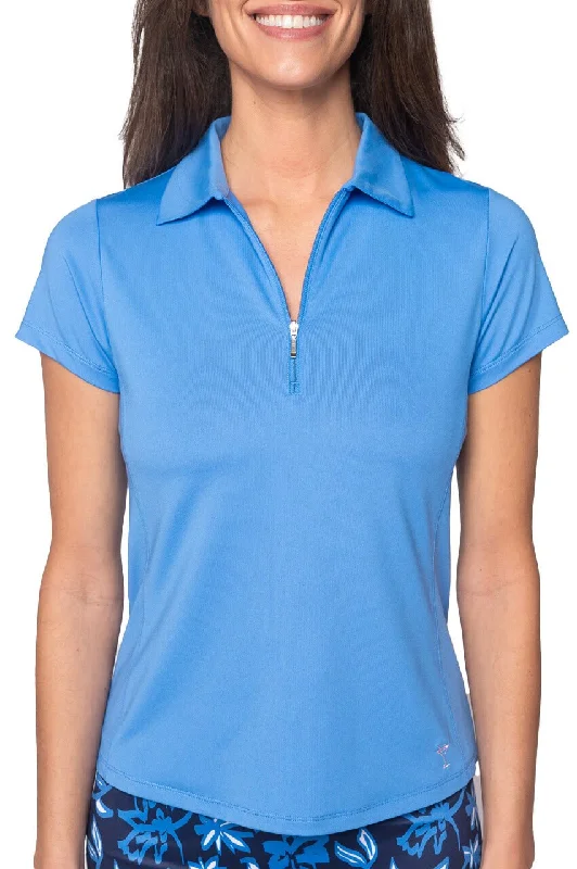 Daily Deals Zoo Blue Short Sleeve Zip Polo