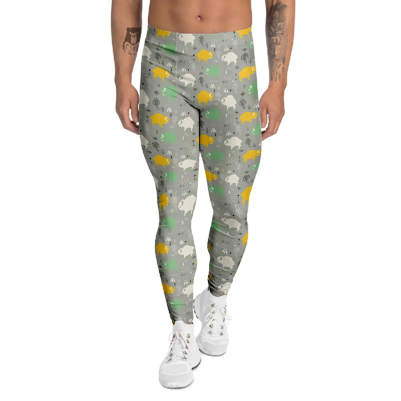 The Best Prices Aztec Bison Print Pattern Men's Leggings