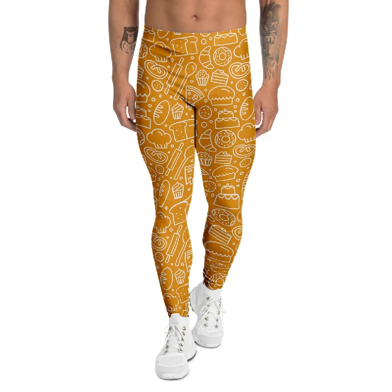 Low Prices Bakery Yellow Print Pattern Men's Leggings