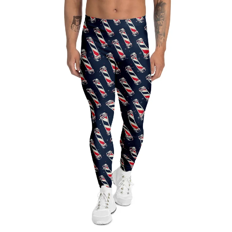 Can't Miss Barber Pole Print Pattern Men's Leggings