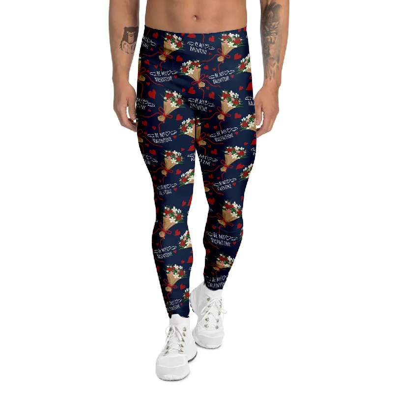 Amazing Deals Be My Valentine Floral Print Pattern Men's Leggings