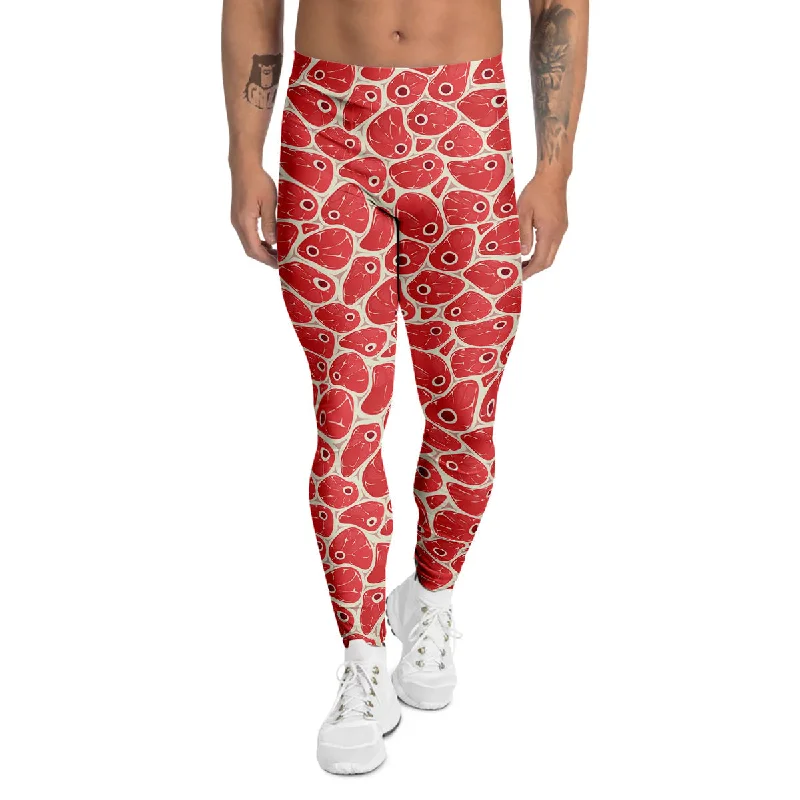 Limited Time Beef Meat Print Pattern Men's Leggings
