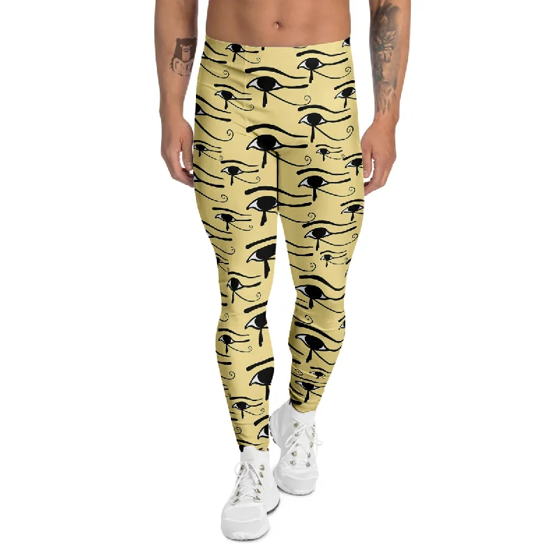 The Best Prices Beige Eye of Horus Print Pattern Men's Leggings