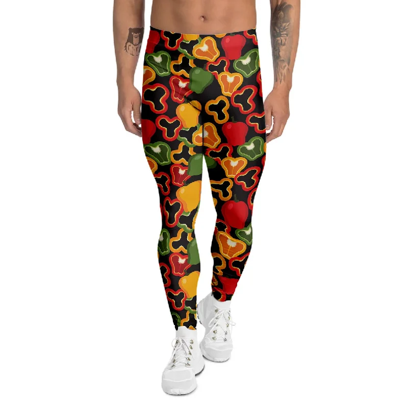 Sale Event Bell Pepper Black Print Pattern Men's Leggings