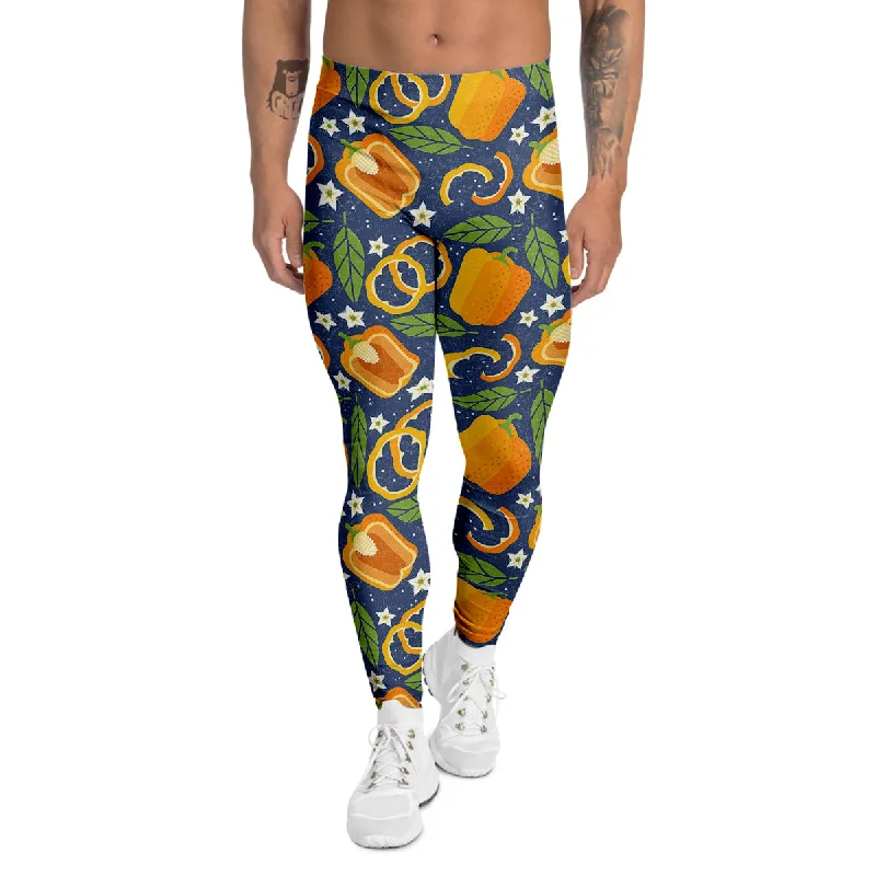 Price Rollback Bell Pepper Leaf Print Pattern Men's Leggings