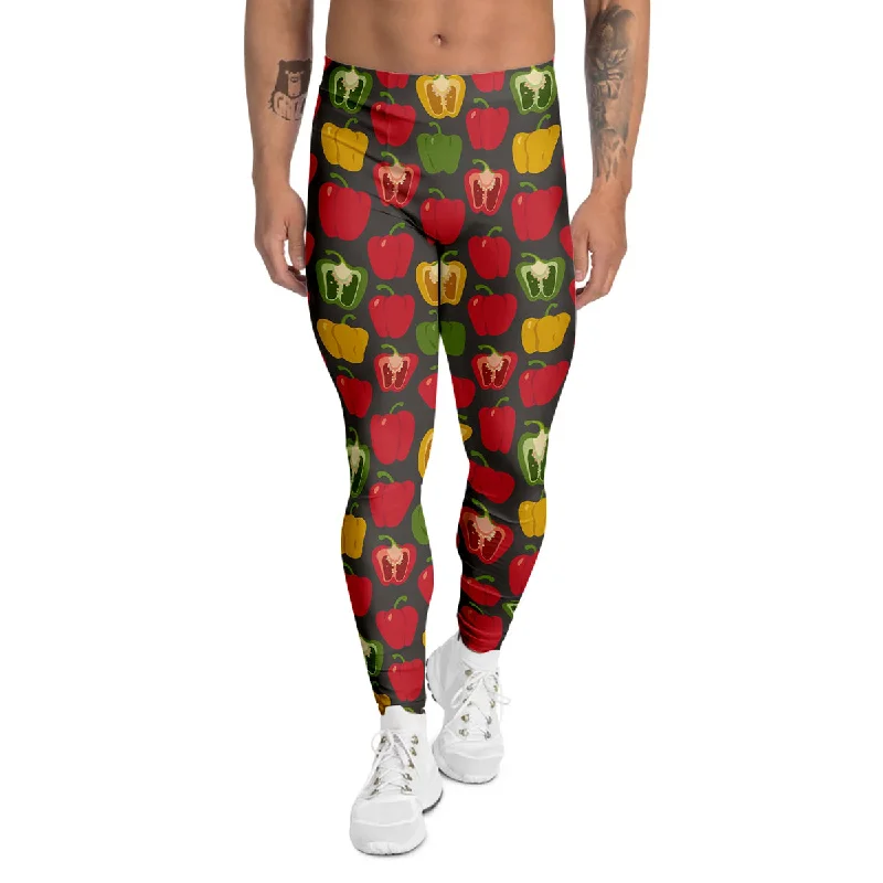 Overstock Bell Pepper Vintage Print Pattern Men's Leggings