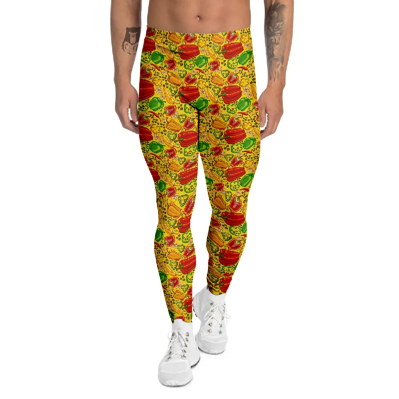 New Markdowns Bell Pepper Yellow Print Pattern Men's Leggings