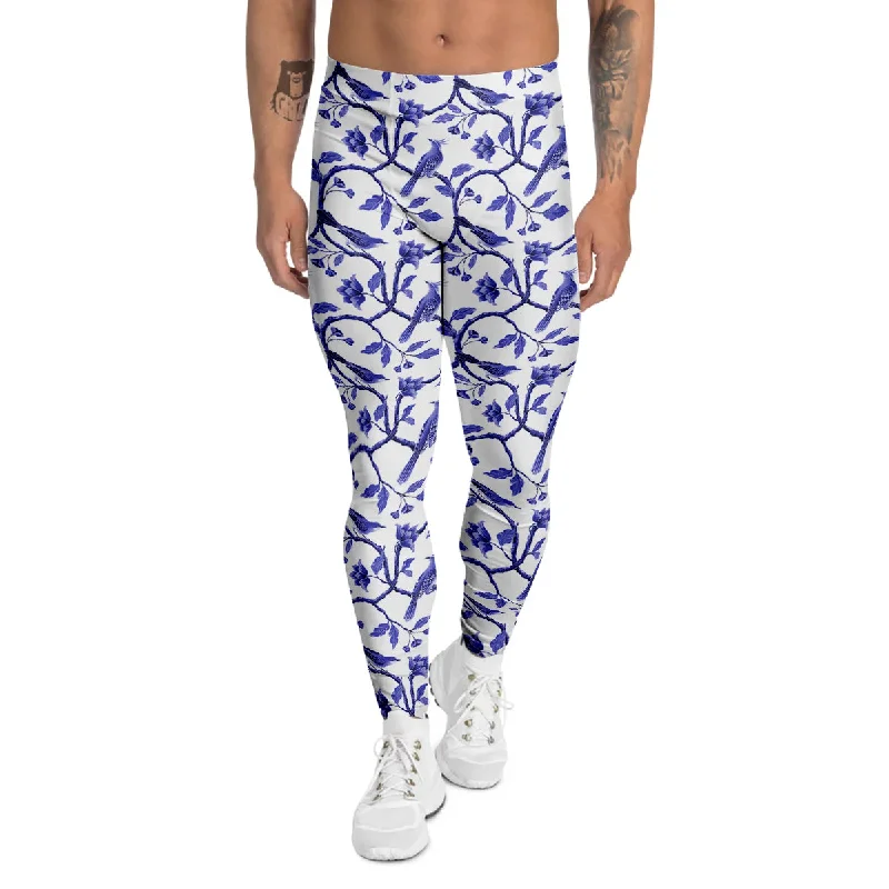 Exclusive Savings Bird Chinoiserie Print Pattern Men's Leggings