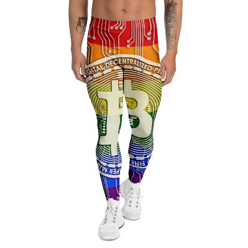 Can't Miss Bitocin LGBT Flag Print Men's Leggings